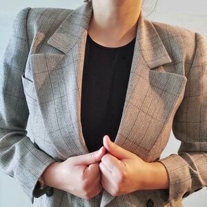 Escada Women's Vintage Blazer Grey Plaid Size XS or 34/4 US
